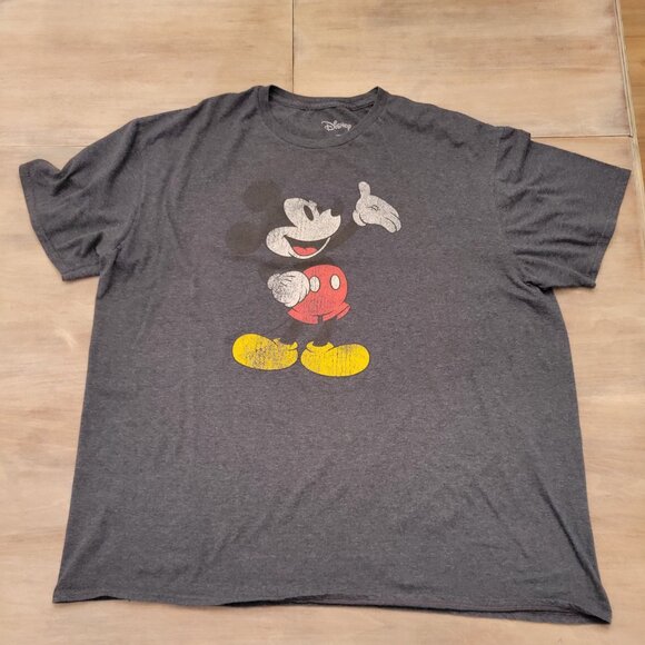 Vintage Disney Mickey Mouse T-Shirt XL Charcoal Gray Classic Graphic Tee - Picture 1 of 4